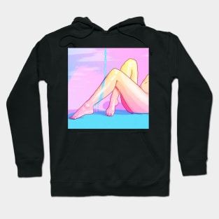 Woman getting her legs wet by a stream of water Hoodie